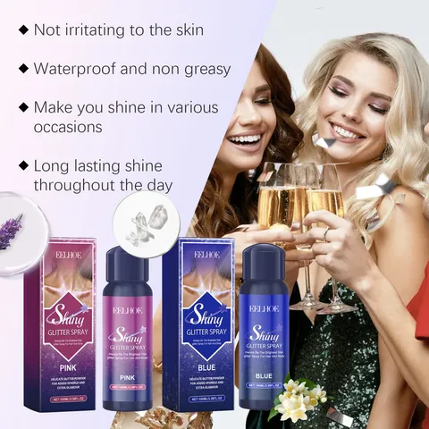 EELHOE Shiny Glitter Spray For Body Hair Clothes Long Lasting Shimmer Highlighter For Party Festival Makeup Shimmery Mist