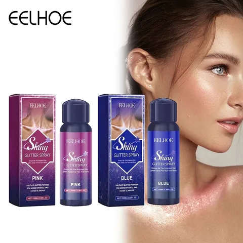EELHOE Shiny Glitter Spray For Body Hair Clothes Long Lasting Shimmer Highlighter For Party Festival Makeup Shimmery Mist