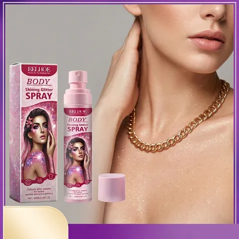 EELHOE Shining Glitter Spray For Face Body Hair Highlighting Glow Shimmer Spray For Stage Party Festival Makeup Women