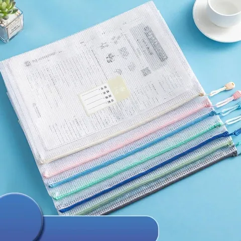 Transparante A4 Gaas Documententas Waterdicht Met Ritssluiting En Etiketten Voor Studenten School Kantoorartikelen