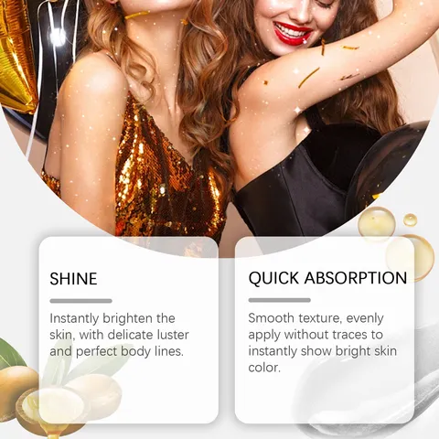 Body Shimmer Oil Face Contour Brightening Glow Liquid Waterproof Body Luminizer Highlighter For Beach Party Sunscreen Care