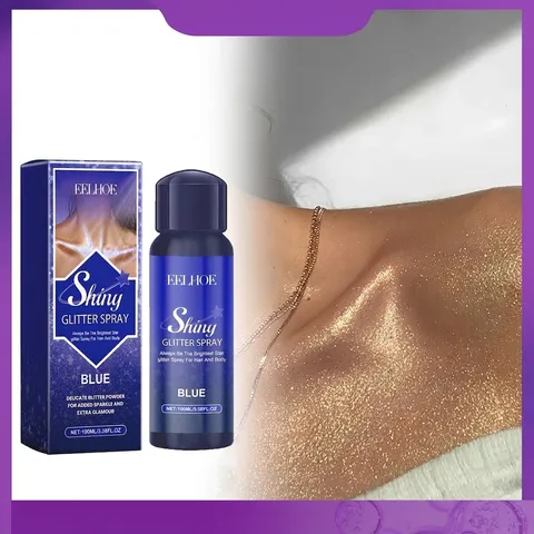 EELHOE Shiny Glitzerspray Blau Highlighter Für Haare Körper Haut Sparkle Mist Für Party Festival Bühne Makeup Zubehör