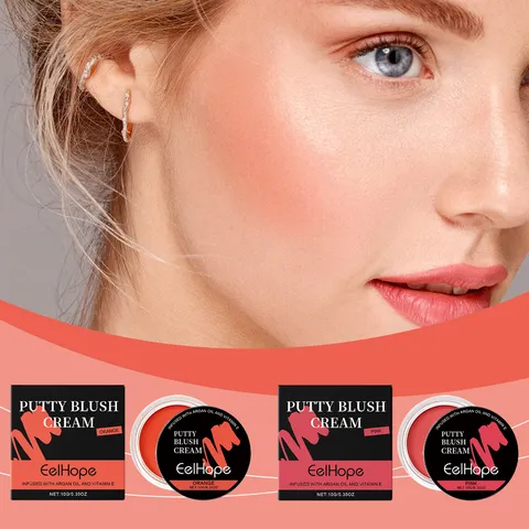 EELHOPE Crema de Colorete en Pasta Mate de Larga Duración Natural Ligero Multiuso Colorete en Barro para Maquillaje de Mujer Aceite de Argán Vitamina E