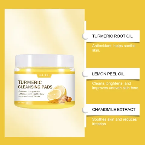 Turmeric Lemon Cleansing Pads Brightening Makeup Remover Gentle Facial Skin Care Pads For Women