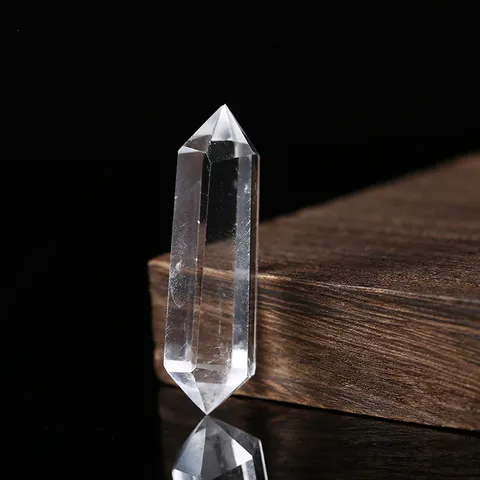 Natürlicher Bergkristall Doppelender Stab Hexagonal Kristallspitze Polierter Stein Heilung Haus Büro Deko Ornament