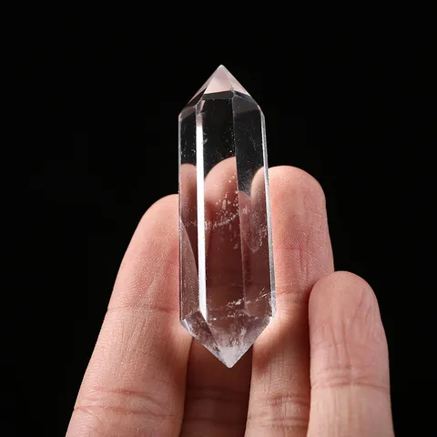 Natürlicher Bergkristall Doppelender Stab Hexagonal Kristallspitze Polierter Stein Heilung Haus Büro Deko Ornament