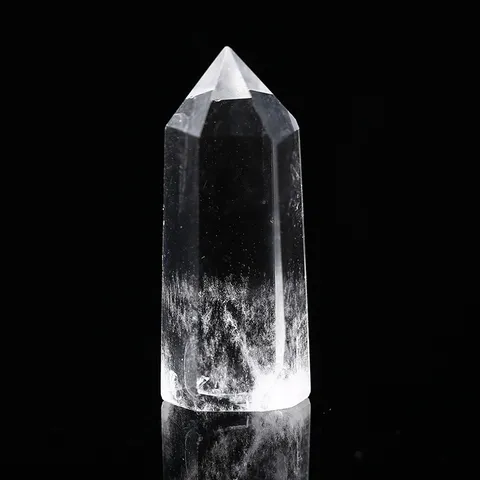Natürlicher Bergkristall Kristalpunkt Hexagonale Säule Brasilien Weißer Kristallstein Heilstab Reiki Obelisk Home Decor Ornament