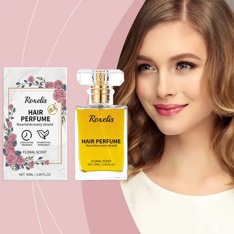 Roxelis Profumo per Capelli Spray al Profumo Floreale Nutriente Idratazione Profonda Fragranza a Lunga Durata Olio Essenziale per Capelli Donna Controllo Crespo