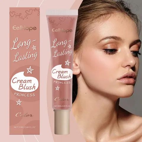 EELHOPE Colorete en Crema de Larga Duración Maquillaje Facial Hidratante Multiusos Tinte Natural Rosa Delicado para Mejillas Labios Ojos