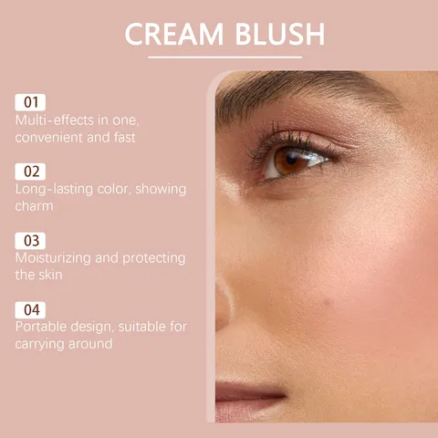 EELHOPE Colorete en Crema de Larga Duración Maquillaje Facial Hidratante Multiusos Tinte Natural Rosa Delicado para Mejillas Labios Ojos