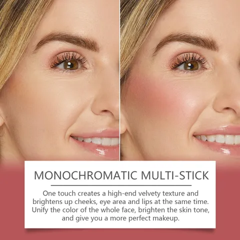Stick de Maquillaje Multiuso Para Mejillas Ojos Y Labios Hidratante De Larga Duración Rojo Granada Rosa Marrón Stick Colorete Para Mujer