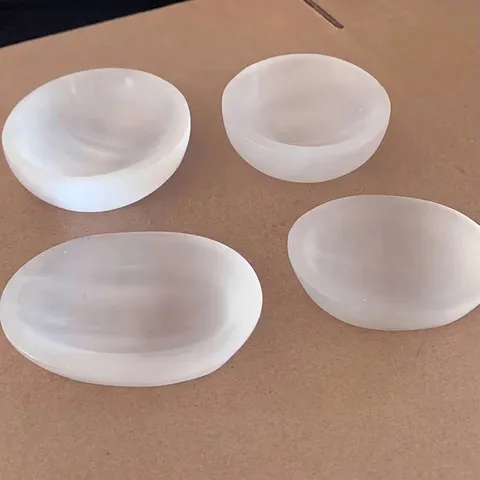 Natuurlijke Marokko Seleniet Kom Wit Doorschijnend Gipssteen Voor Kristalgenezing Sieraden Demagnetiseren Huisdecoratie Ornament