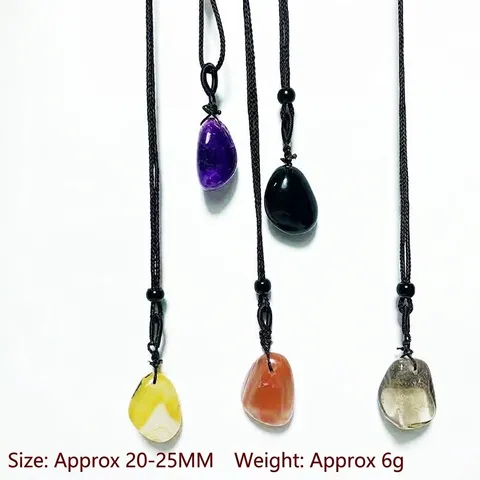 Naturkristall Trommelstein Anhänger Halskette Unregelmäßiger Rohstein Minimalistischer Schmuck Mit Geflochtener Schnur Für Herren Damen