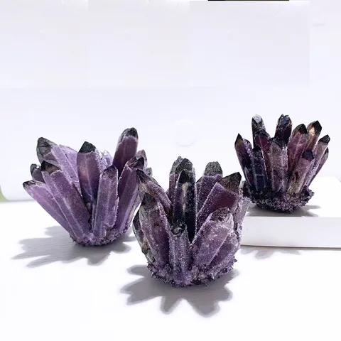 Ornamento a Grappolo di Ametista Naturale Cristallo Grezzo Geode Pietra Druzy per Decorazione Casa Ufficio Scrivania Libreria Moderna