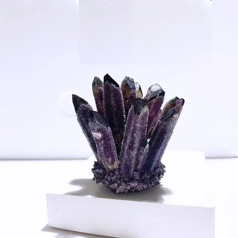 Ornamento a Grappolo di Ametista Naturale Cristallo Grezzo Geode Pietra Druzy per Decorazione Casa Ufficio Scrivania Libreria Moderna