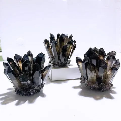 Cluster di Cristallo di Quarzo Fumé Naturale Pietra Grezza Esemplare Energia Curativa Geode per Decorazioni Casa Ufficio