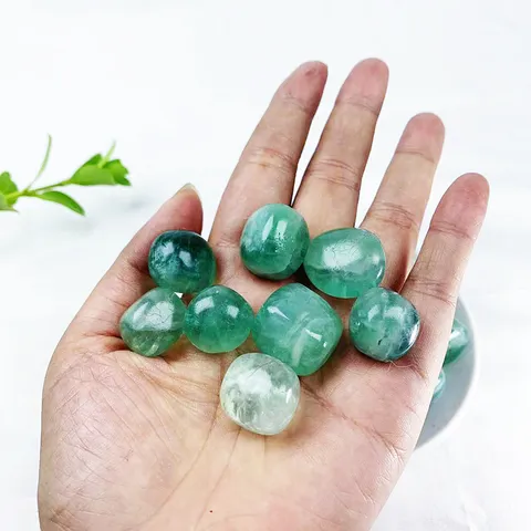 Natural Green Fluorite Tumble Stones Polished Mineral Specimen For DIY Jewelry Making Home Office Decor Display