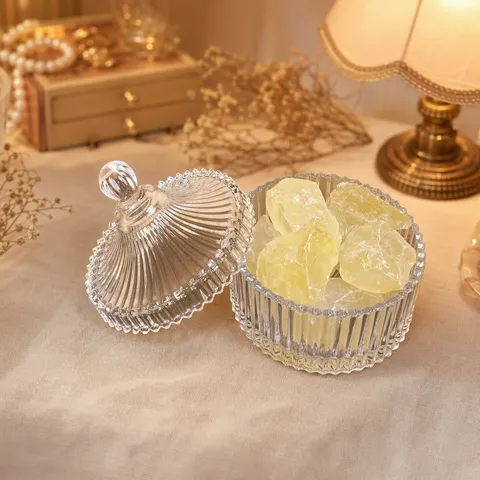 Natuurlijke Kristallen Ruwe Steen Reinigingskom Glas Container Voor Sieraden Opslag Thuis Decoratie Geribbeld Gefacetteerd Kwarts Ornament