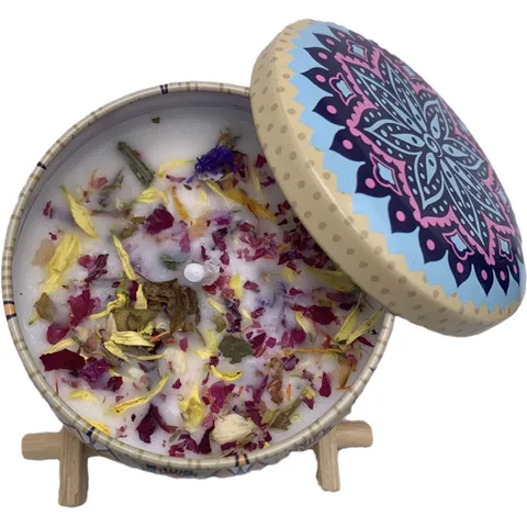 8 Pieces Scented Candle Gift Set Dried Flower Soy Wax Candles In Bohemian Mandala Tinplate Tins For Christmas Valentine Decor