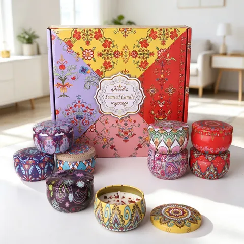 Duftkerzen Geschenkset Sojawachs Böhmische Mandala Blechdosen Aromatherapie Kerzen Für Weihnachten Geburtstag Hochzeit Damen
