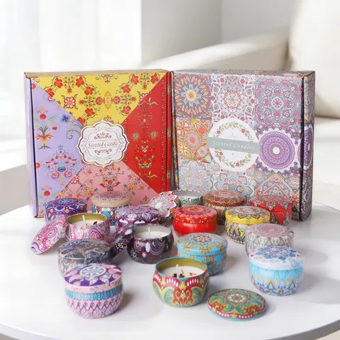 Duftkerzen Geschenkset Sojawachs Böhmische Mandala Blechdosen Aromatherapie Kerzen Für Weihnachten Geburtstag Hochzeit Damen