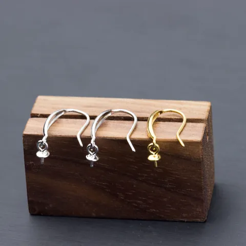 S925 Sterling Silver Earring Hooks French Ear Wire With Cup And Peg For Pearl Beads DIY Earrings Making Findings Jewelry Accessories