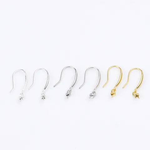 S925 Sterling Silver Earring Hooks French Ear Wire With Cup And Peg For Pearl Beads DIY Earrings Making Findings Jewelry Accessories