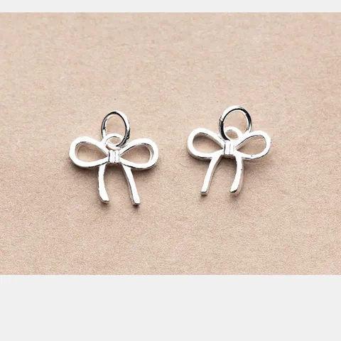 S925 Sterling Silver Bow Pendant Vintage Distressed Matte Finish DIY Jewelry Finding Handmade Bracelet Necklace Accessory Finding
