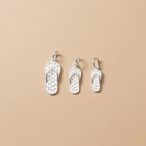 925 Sterling Silver Flip Flop Pendant Only Mini Slipper Charm Plain Silver DIY Jewelry Making Accessories For Bracelet Necklace Handmade Craft