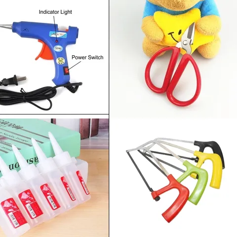 Manual DIY Tools For Model Making Hot Melt Glue Gun Stainless Steel Scissors Mini Hand Saw Sandpaper For School Projects