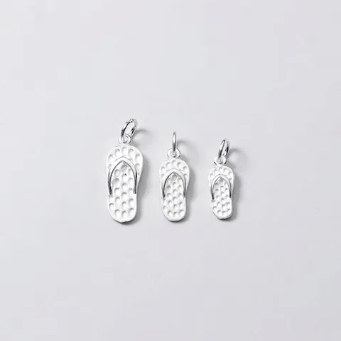 925 Sterling Silver Flip Flop Pendant Only Mini Slipper Charm Plain Silver DIY Jewelry Making Accessories For Bracelet Necklace Handmade Craft