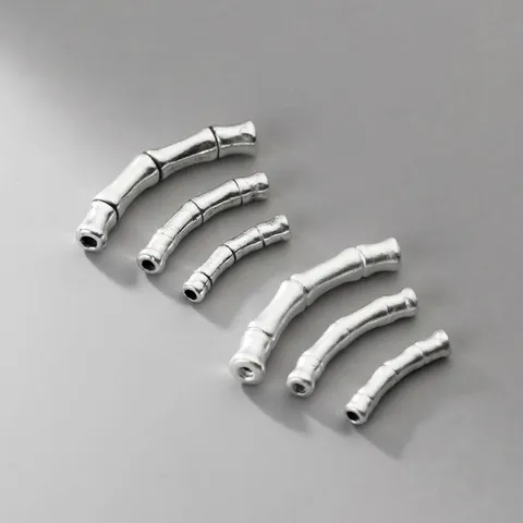 999 Fine Silver Bamboo Section Tube Bead Distressed Matte Finish DIY Jewelry Making Bracelet Necklace Accessories Findings Retro Bamboo Joint Pendant
