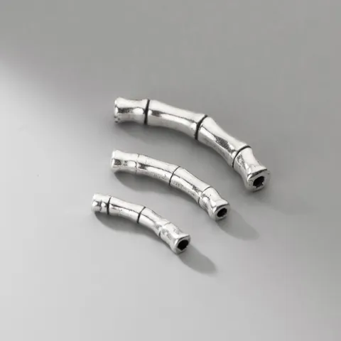 999 Fine Silver Bamboo Section Tube Bead Distressed Matte Finish DIY Jewelry Making Bracelet Necklace Accessories Findings Retro Bamboo Joint Pendant