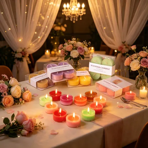 Bougies Chauffe-plat Parfumées Colorées Bougies de Soja Sans Fumée pour Décoration de Maison Fête d'Anniversaire Mariage
