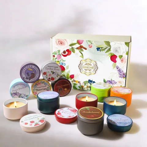 Sojawachs Duftkerzen Aromatherapie Kerze Haus Dekoration Floral Fruchtig Duft Für Hochzeit Geburtstag Geschenk Dosen Mehrfarbige Duftkerzen