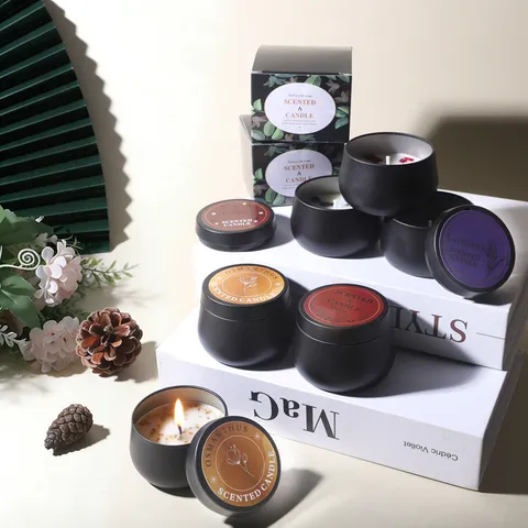 Coffret Cadeau Bougie Parfumée Luxe Minimaliste Cera Végétale Fer-blanc Bougie Aromathérapie Décoration Maison Bougie Soja