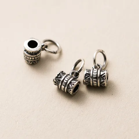 S925 Sterling Silver Thai Silver Vintage Tube Pendant Connector For DIY Jewelry Making Handmade Bracelet Accessories