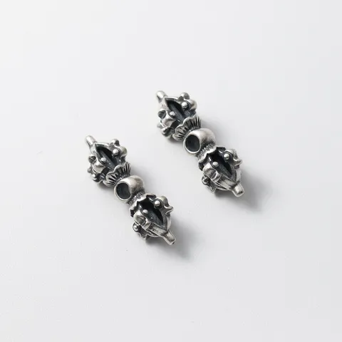 Vintage 925 Sterling Zilveren Vajra Dorje Afstandsperlen Voor DIY Armband Sieraden Maken Thaise Zilveren Geoxideerde Metalen Bedels Unisex Religieuze Sieraden Accessoires