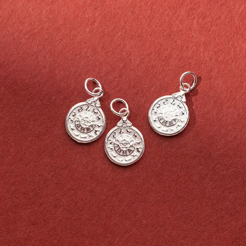 Pendentif Bagua Tibétain en Argent Sterling 925 Charme en Argent Vieilli Ethnique pour la Fabrication de Bracelets et Colliers DIY Accessoires de Bijoux Faits Main
