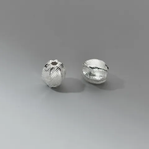 925 Sterling Silver Vintage Twill Olive Spacer Beads Antique Oxidized Silver Patterned Loose Bead For DIY Handmade Bracelet Jewelry Craft Making Material