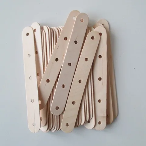 Natural Birch Wood Perforated Ice Cream Sticks For DIY Handmade Crafts Colorful Polished Wooden Sticks For Creative Art Projects