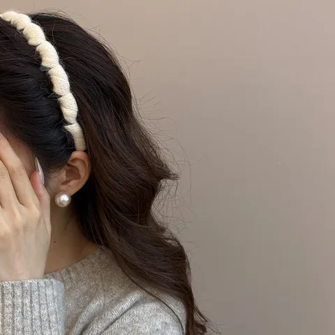 Autumn Winter Knitted Yarn Wave Headband For Women Anti-slip Teeth Hairband High Cranial Top Fashion Hair Hoop Hair Accessory
