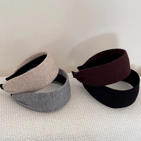 Vintage Knitted Wide Headband For Women Solid Color Ribbed Hairband Retro High Top Hair Hoop Winter Autumn Hair Accessories