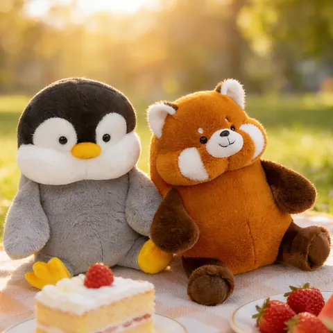 Chubby Animal Plush Toy Soft Panda Penguin Bear Pig Red Panda Stuffed Doll Kawaii Home Decor Children Birthday Gift Pillow
