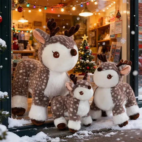 Giocattolo Peluche Cervo Maculato Realistico Renna Morbida per Bambini Regalo Compleanno Casa Vacanze Natale
