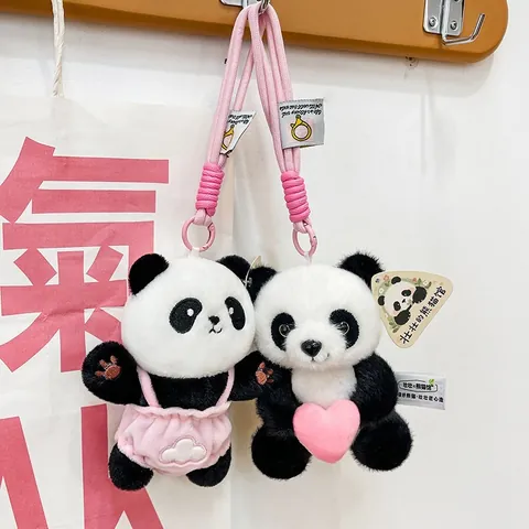 Süßer Cartoon Plüsch Panda Anhänger Spielzeug Miniatur Stofftier Schlüsselanhänger Rucksack Anhänger Weiches Kuscheltier Geschenk Für Kinder