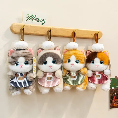 Simpatico Ciondolo Portachiavi a Forma di Gatto e Coniglio in Peluche Cartone Animato Animale Peluche per Decorazione Zaino Regalo di Compleanno per Ragazze