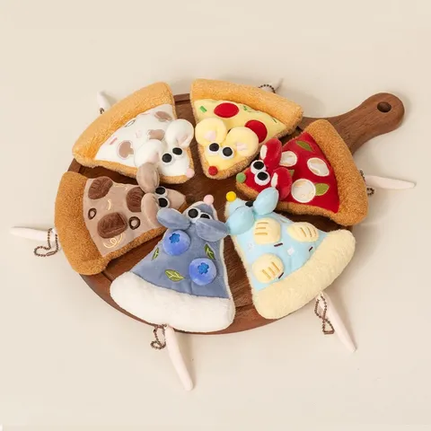Creative Pizza Mouse Plush Toy Keychain Cute Food Slice Mouse Stuffed Animal Pendant Soft Polyester Bag Accessory Gift For Teens Unisex