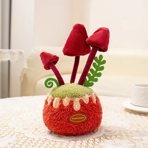 Jouet en Peluche de Plante en Pot de Champignon Créatif Ornement de Plante de Simulation Décor de Bureau à Domicile Poupée en Peluche Cadeau