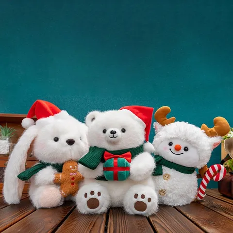 Giocattolo di Peluche di Natale Pupazzo di Neve Renna Orso Polare Coniglio Animale di Peluche Decorazione Festiva Regalo Natale